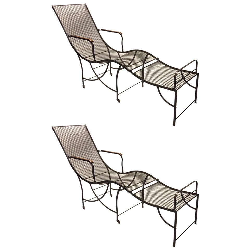 Two Outdoor Chaises Longues, Circa 1920, French