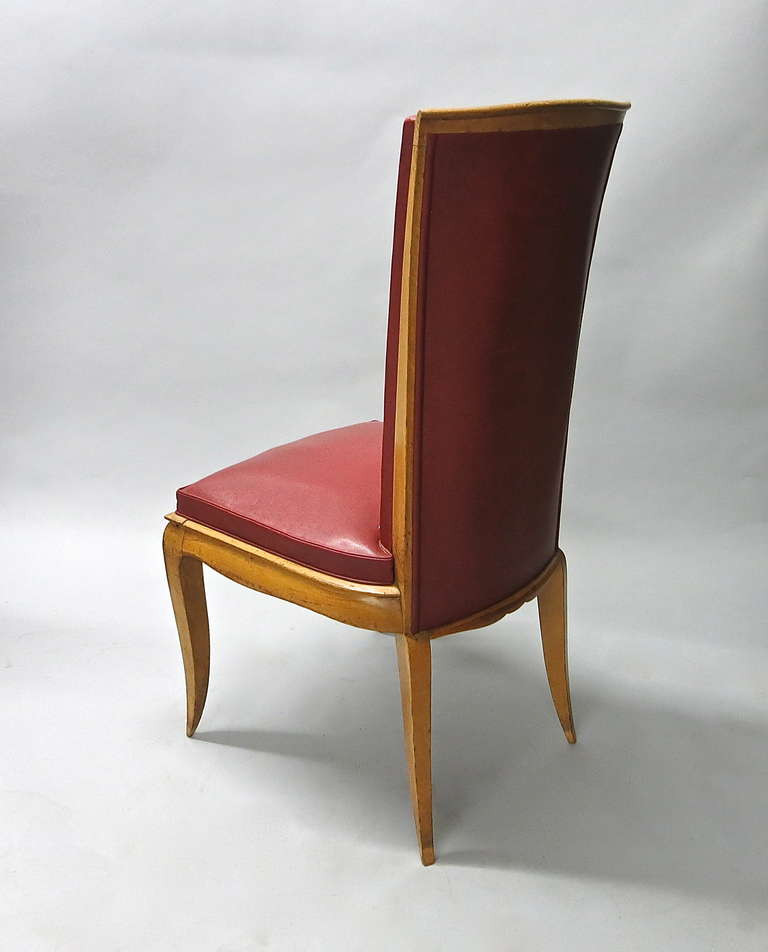 Wood Set of Six French Dining Chairs, circa 1940