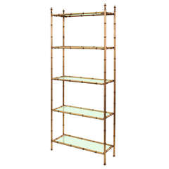 Etagere in Gilded Brass with Bamboo Motif