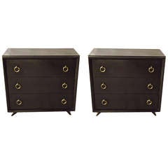 Pair of Black Lacquer Bachelors Chest after Billy Haines Circa 1940 American