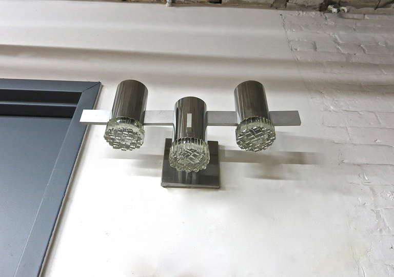 Metal Pair of Wall Lights Designed by Gaetano Sciolari, Early 1970s Made in Italy For Sale