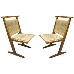 Pair of Zebra Wood Chairs by Richard Rothbard, USA, 1960s