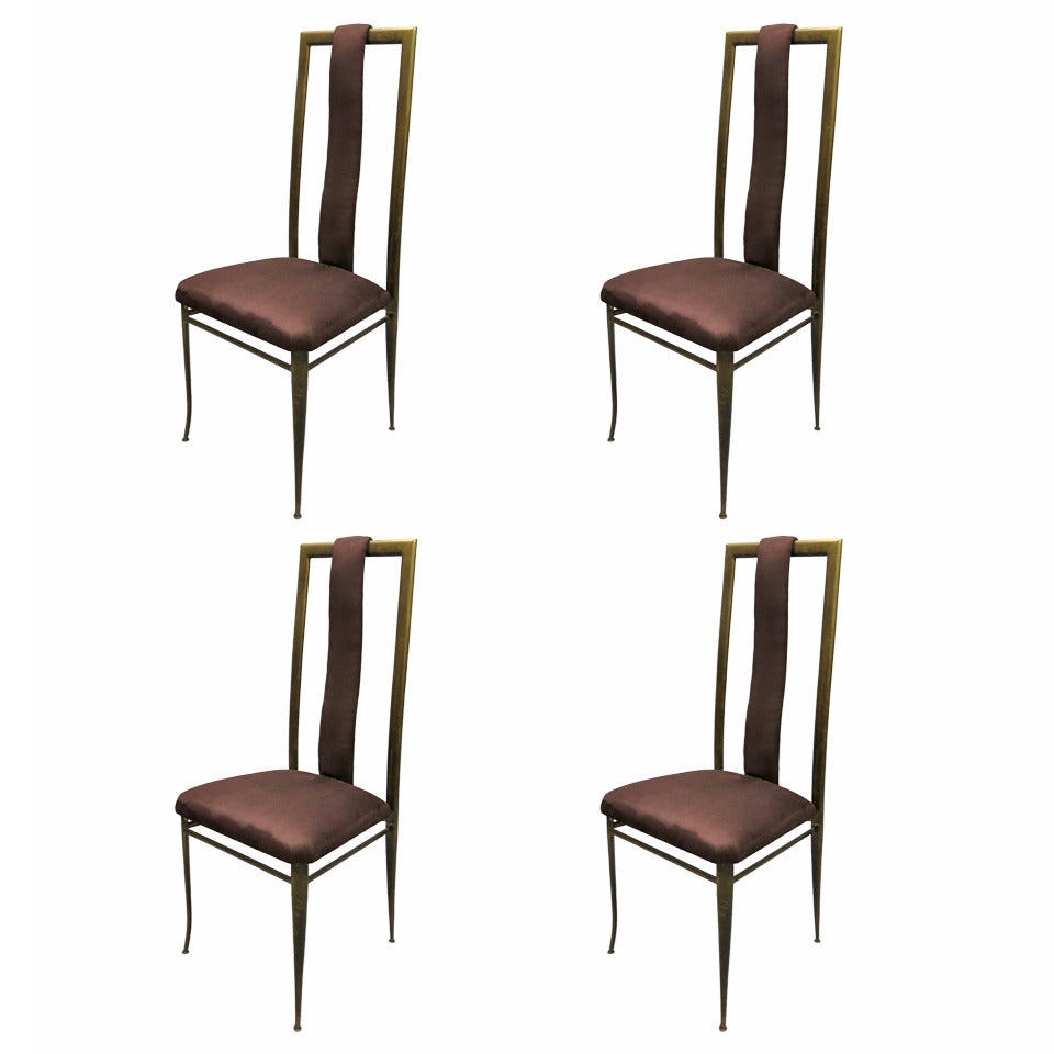 Set of Four Dining Chairs Marked Made in Italy, Circa 1955 For Sale