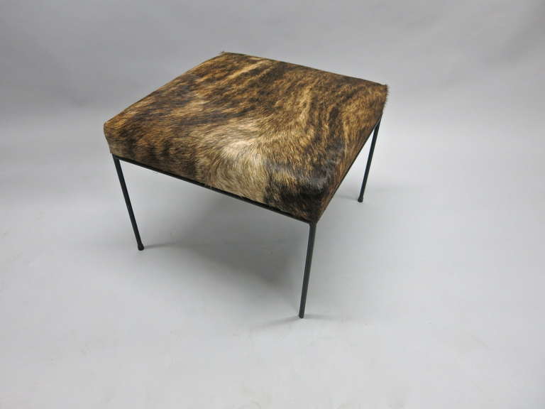 Stool by Paul McCobb in Hair-On Cowhide USA 1950's In Excellent Condition In Jersey City, NJ