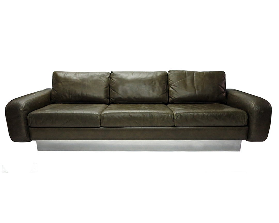 Mid-Century Modern Sofa in Original Leather Circa 1960