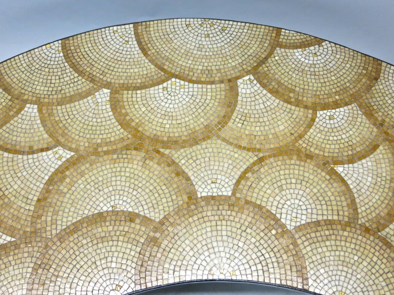 American Kidney Shaped Coffee Table with Mosaic Top in Gold Tone Tesserae, circa 1940