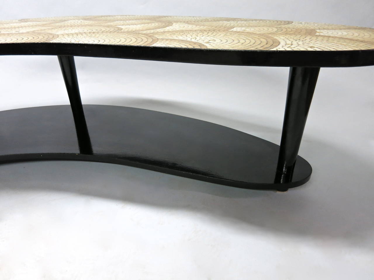 Kidney Shaped Coffee Table with Mosaic Top in Gold Tone Tesserae, circa 1940 1