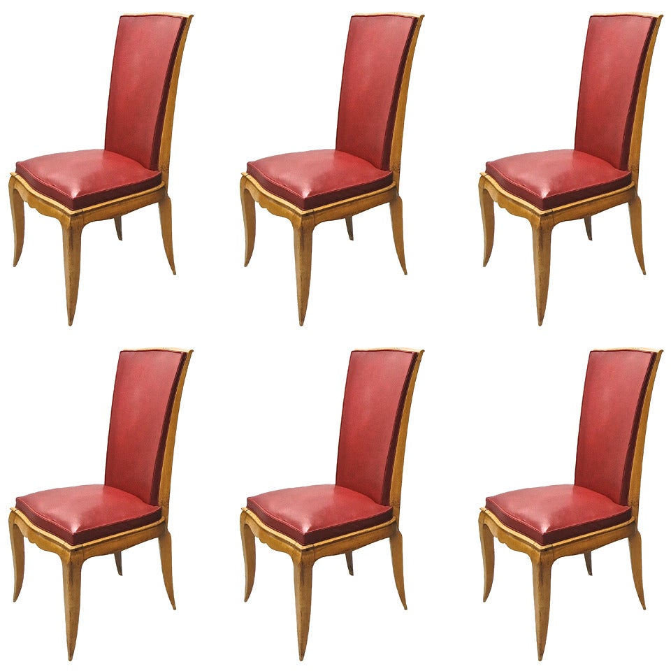 Set of Six French Dining Chairs, circa 1940