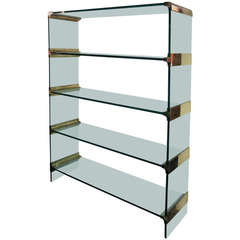 Wall Unit with Glass Shelves by Pace, circa 1980, USA