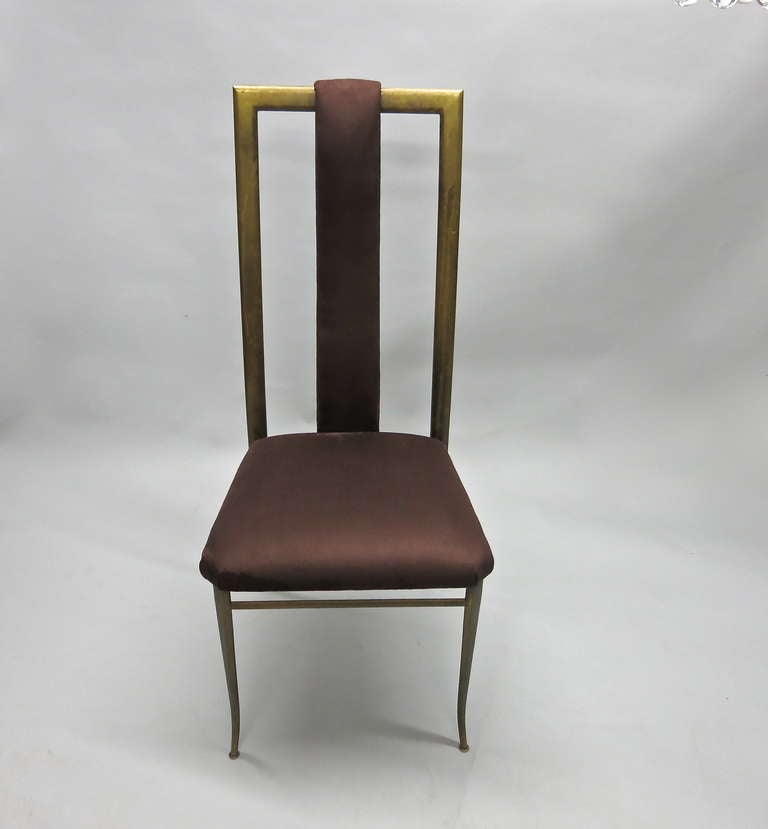 Mid-Century Modern Set of Four Dining Chairs Marked Made in Italy, Circa 1955 For Sale
