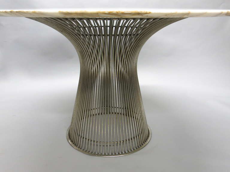 Mid-20th Century Early Wire Series Dining Table with Gold Vaned Marble Top by Warren Platner