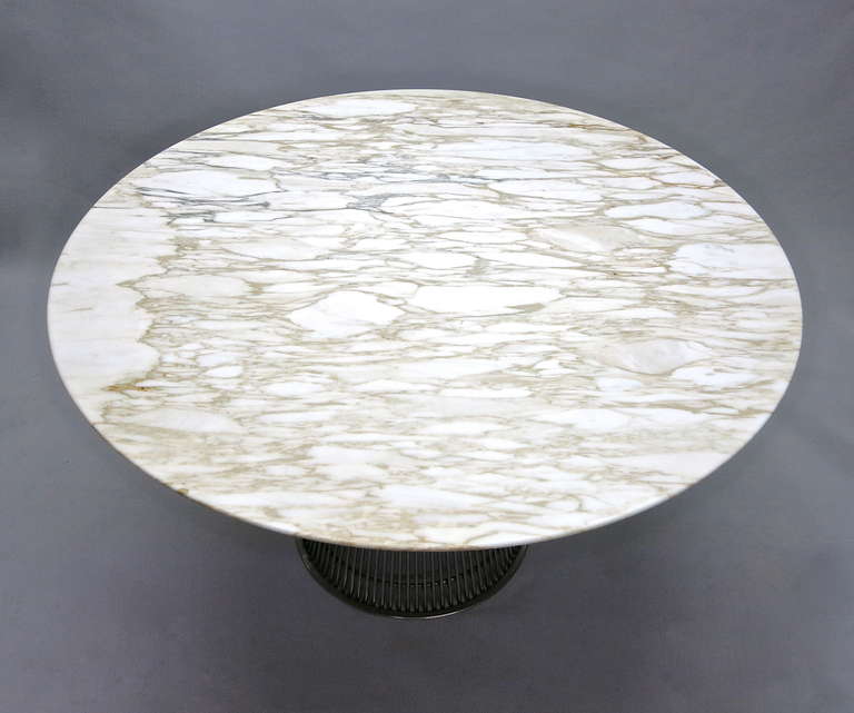 American Early Wire Series Dining Table with Gold Vaned Marble Top by Warren Platner