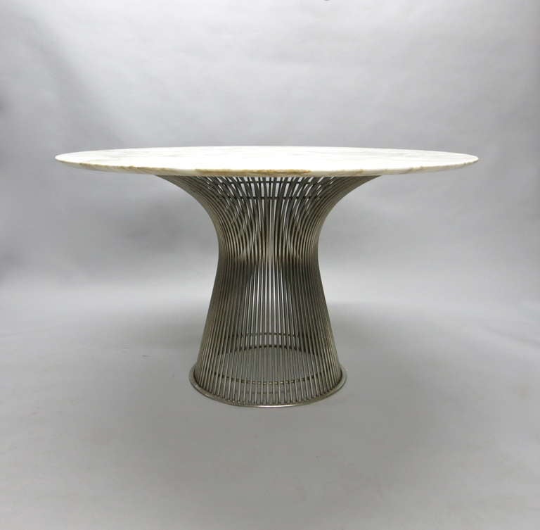 Early Wire Series Dining Table with Gold Vaned Marble Top by Warren Platner 3