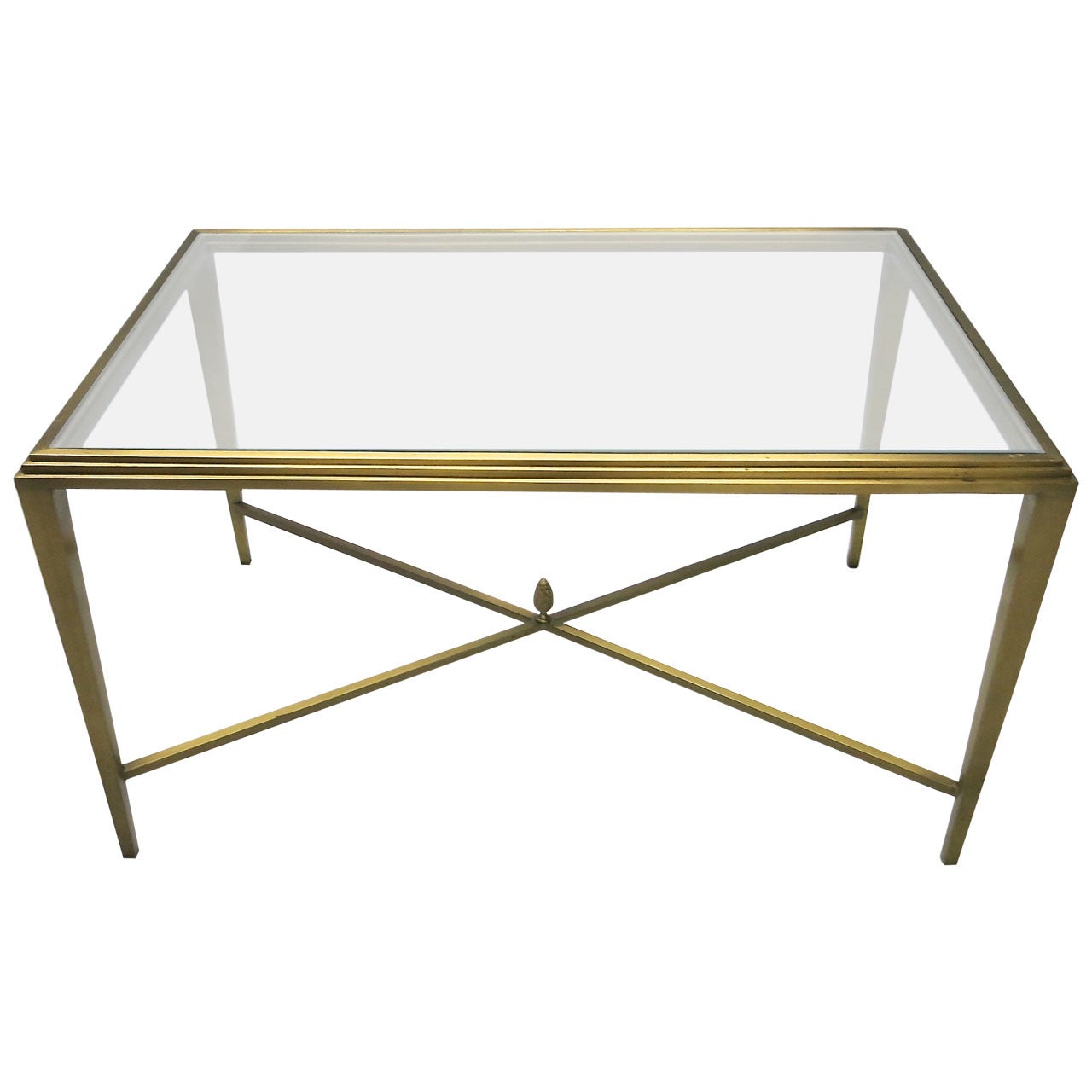 Coffee Table in Solid Brass, NYC circa 1985 For Sale