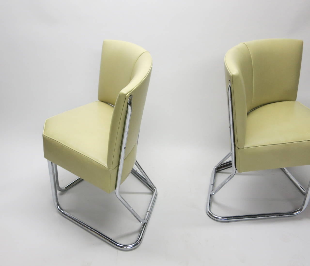 Leather Pair or Arched Back Chairs by Thonet, USA Circa 1940