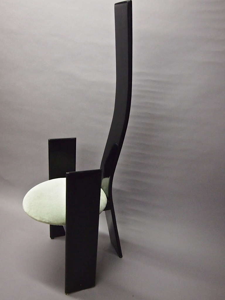 Chair in black lacquered wood by Vico Magistretti for Poggi