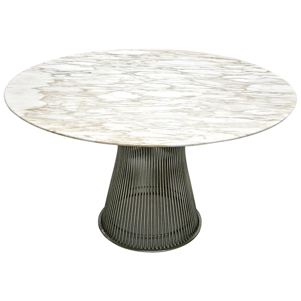 Early Wire Series Dining Table with Gold Vaned Marble Top by Warren Platner