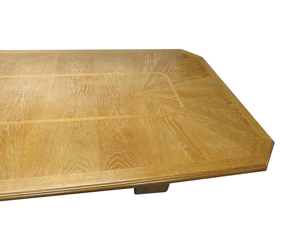Mid-Century Modern Oak Dining Table Signed Jean Claude Mahey, Made in France, circa 1970 