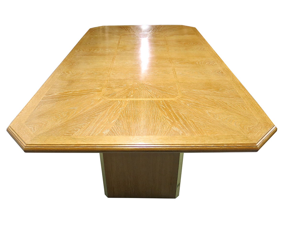Oak Dining Table Signed Jean Claude Mahey, Made in France, circa 1970  In Excellent Condition In Jersey City, NJ