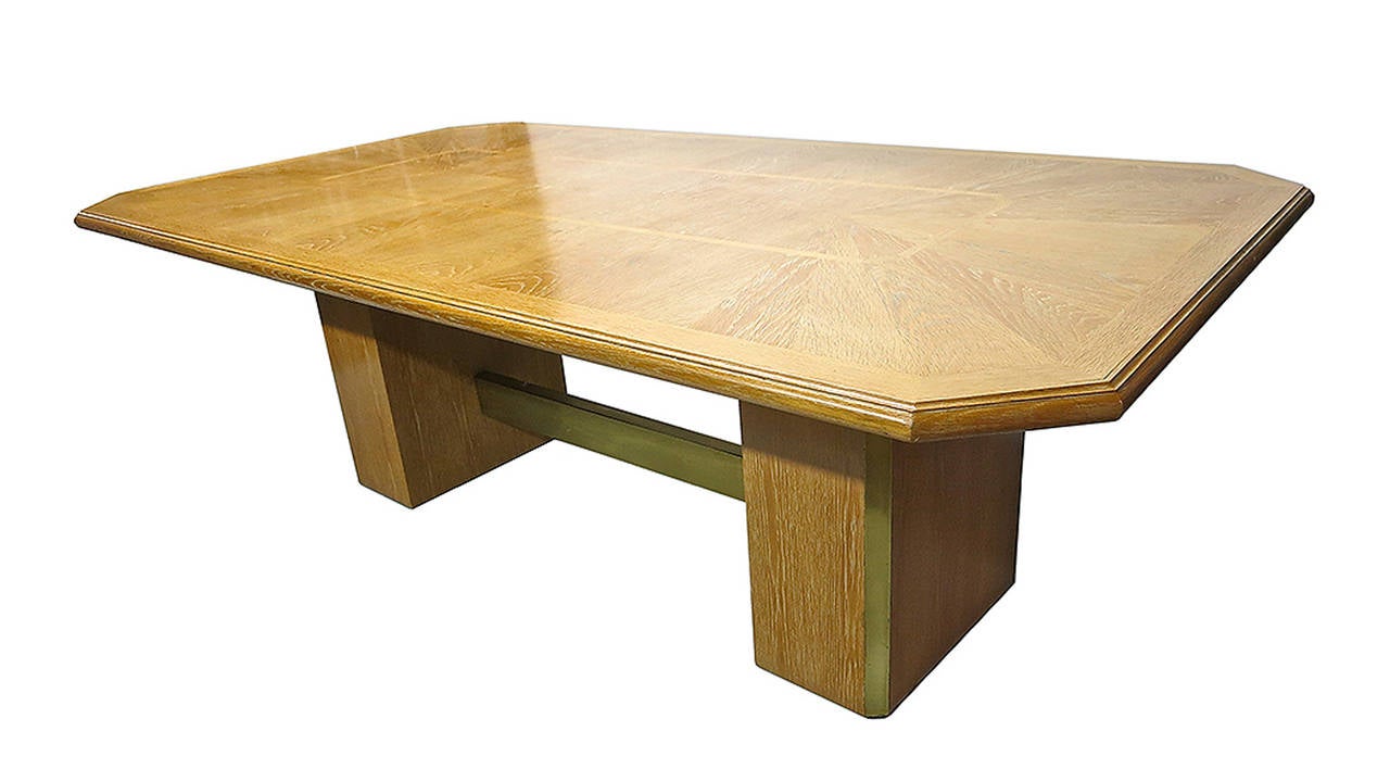 20th Century Oak Dining Table Signed Jean Claude Mahey, Made in France, circa 1970 