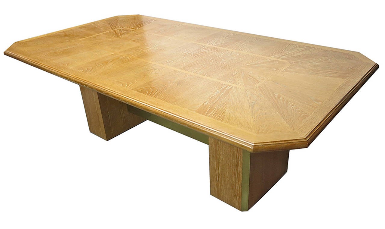 Oak Dining Table Signed Jean Claude Mahey, Made in France, circa 1970  1