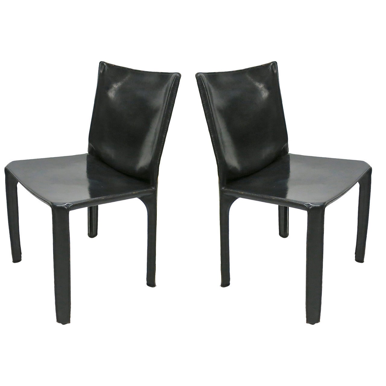 Pair of Cab Chairs Signed Cassina C-5 1976 Model No. 412 Made in Milan, Italy
