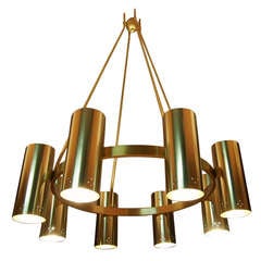 Large Brass Ceiling Fixture C. 1950 From a Bowling Alley Bar in Upstate NY