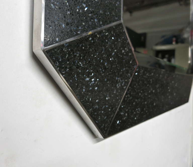 American Pair of Beveled Mirrors with Black Stone by Maitland Smith, circa 1975