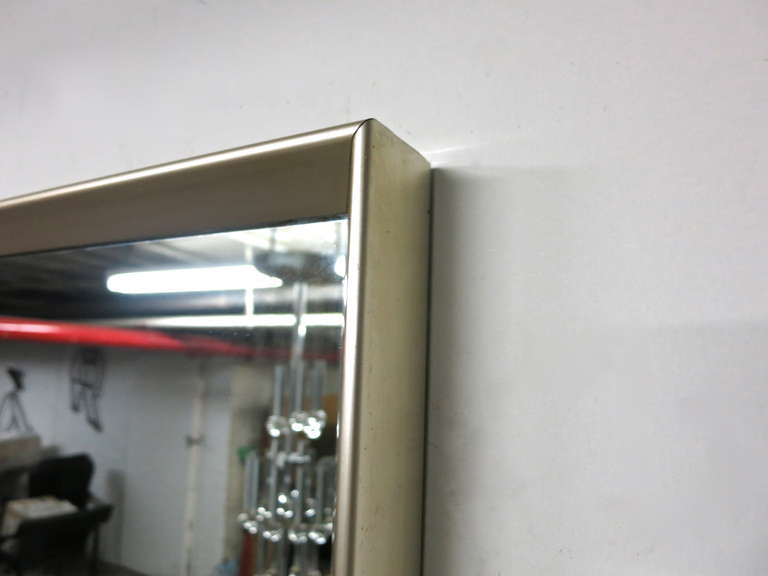 Metal Mid-Century Mirror Horizontal or Vertical Hang, Made in USA Circa 1970