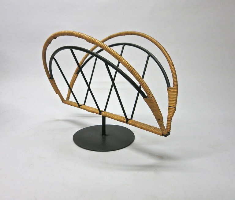 Mid-20th Century Magazine Stand With Bamboo Detail, Circa 1950 For Sale