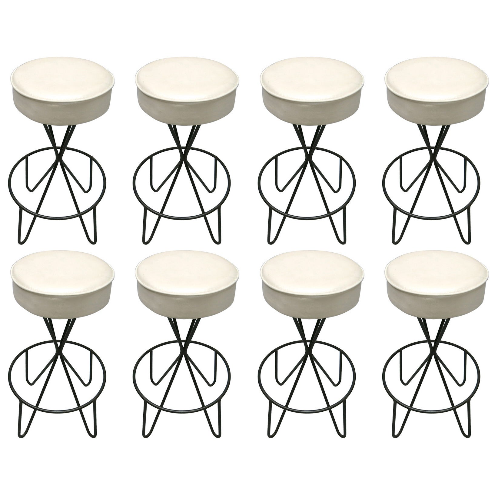 Set of Eight Swivel Stools by Paul Tuttle, Circa 1950 Made in USA