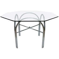 Outdoor Dining Table with Octagonal Glass Top