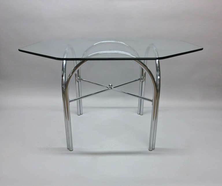 hexagon glass top patio table