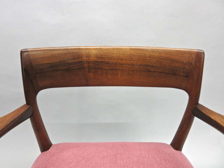 Danish Set of Six Dining Chairs in Rosewood, Labeled J.L. Moller, Made in Denmark
