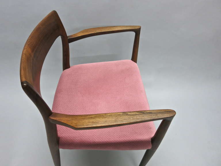 Set of Six Dining Chairs in Rosewood, Labeled J.L. Moller, Made in Denmark In Excellent Condition In Jersey City, NJ