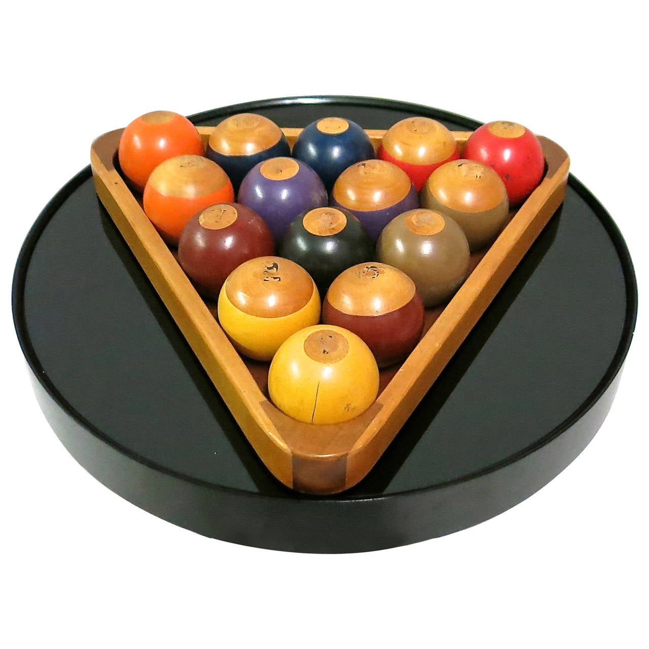 Set of Wooden Billiard Balls, USA Circa 1965 For Sale at 1stdibs