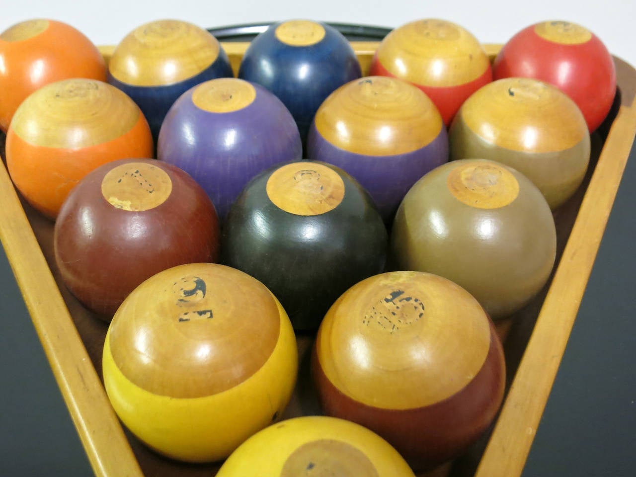 wooden pool balls