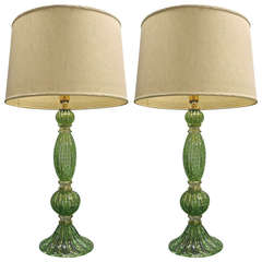 Retro Pair of Murano Glass Table Lamps