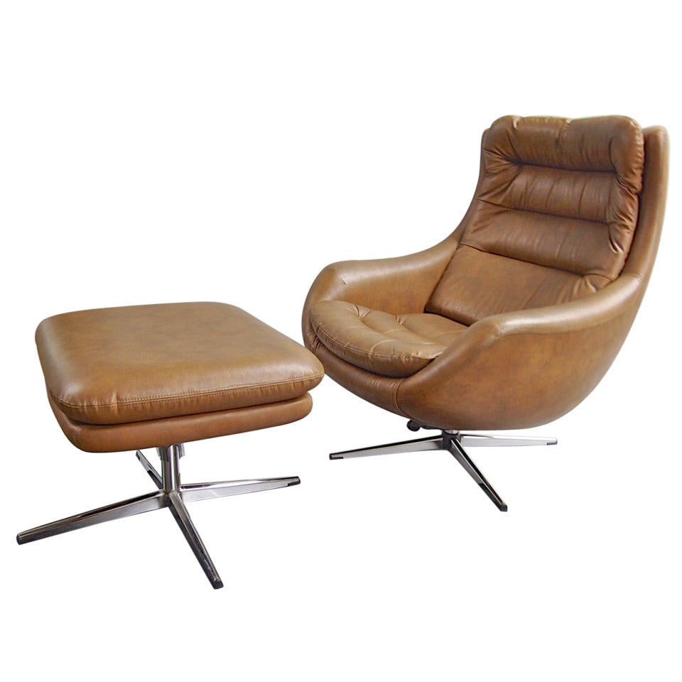 Chair and Ottoman signed made in Sweden circa 1975