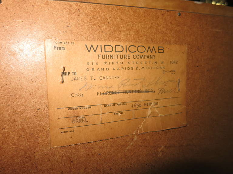 Mahogany Mirror Labeled Widdicomb 1956 American 3