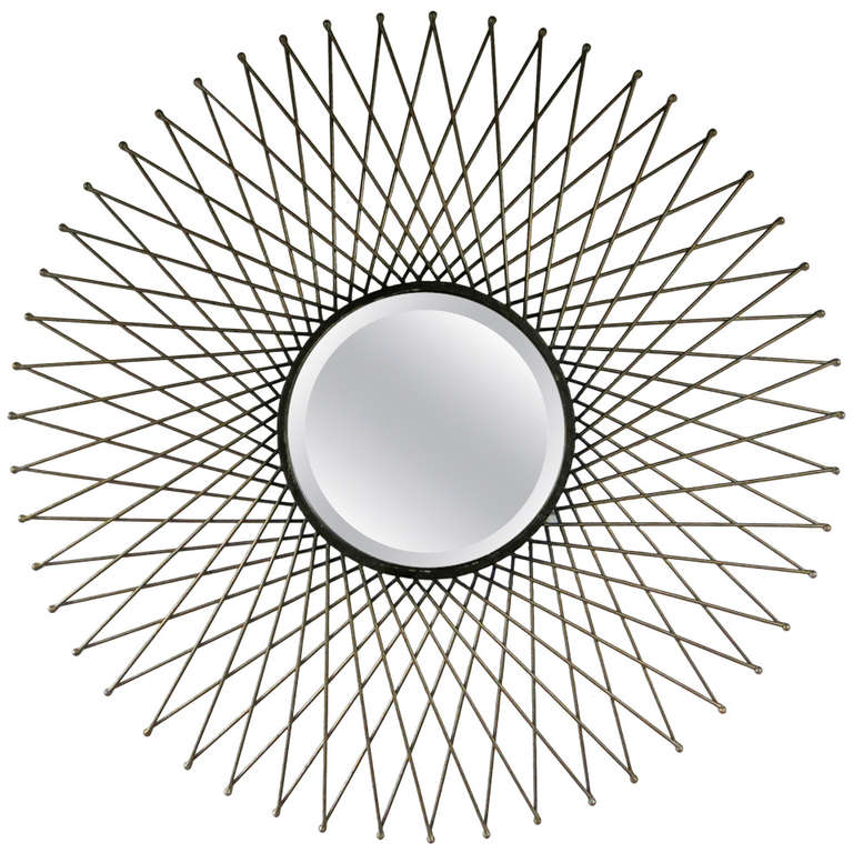 Beveled Mirror With A Brass Sunburst Frame Circa 1960 Usa At 1stdibs Beveled Mirror With A Brass Sunburst Frame Circa 1960 Usa For