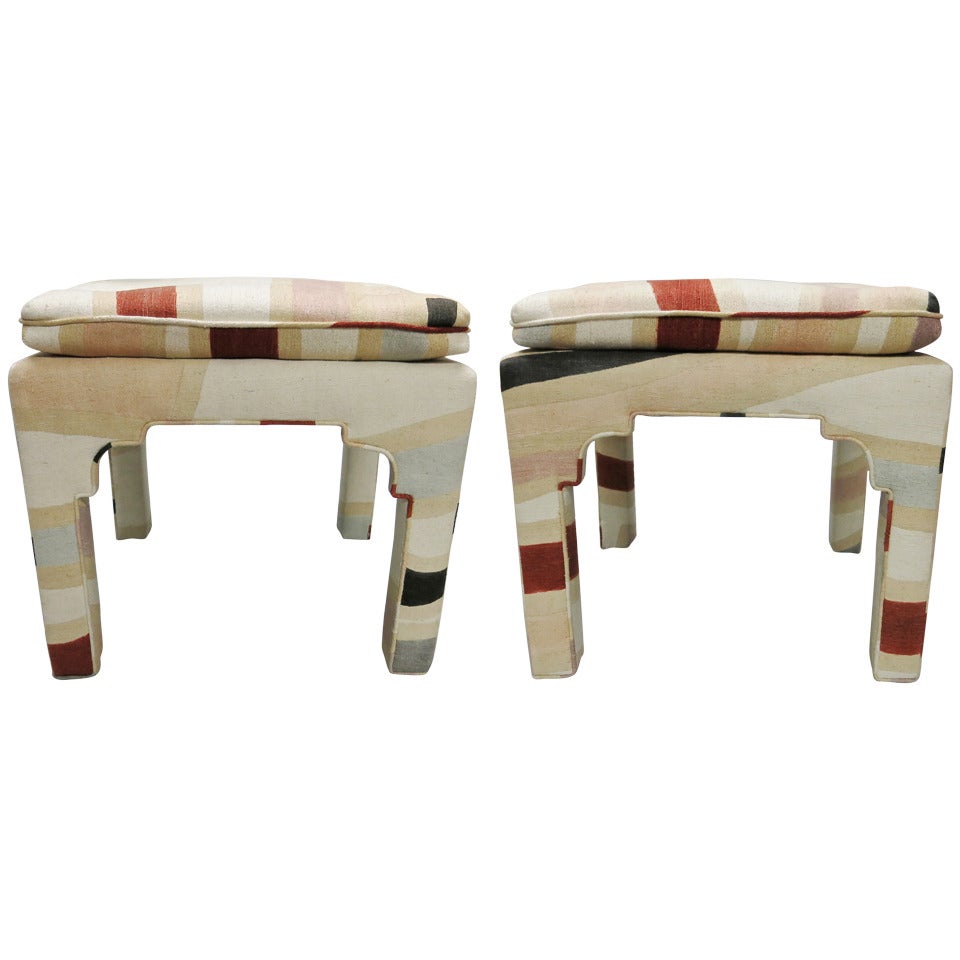 Pair of Upholstered Stools, American, circa 1970