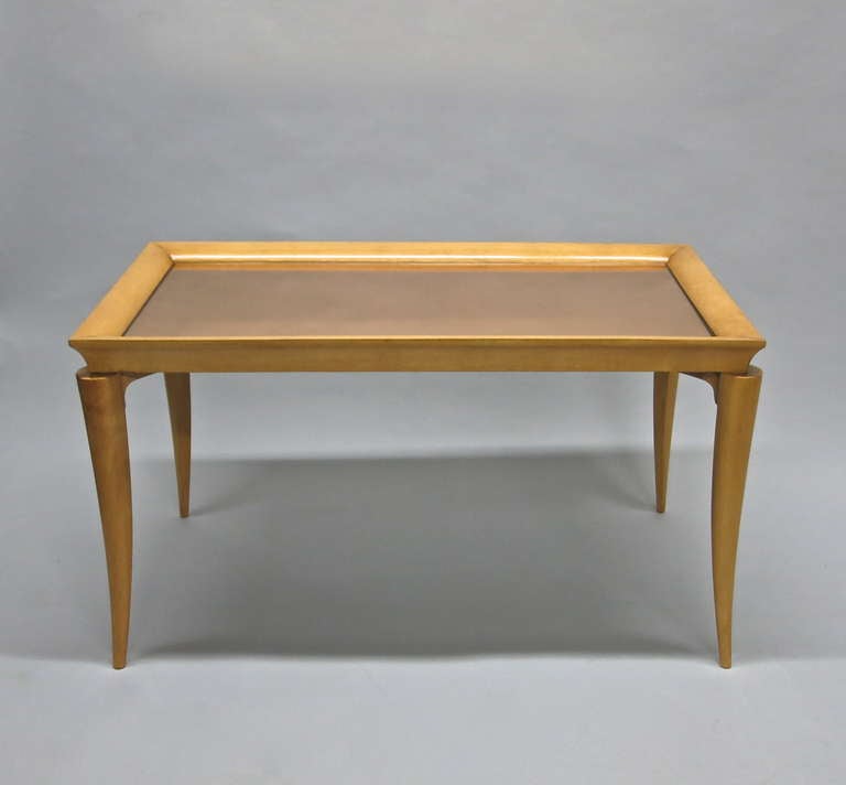 Art Deco French Deco Coffee Table in Sycamore Attributed to Jules Leleu