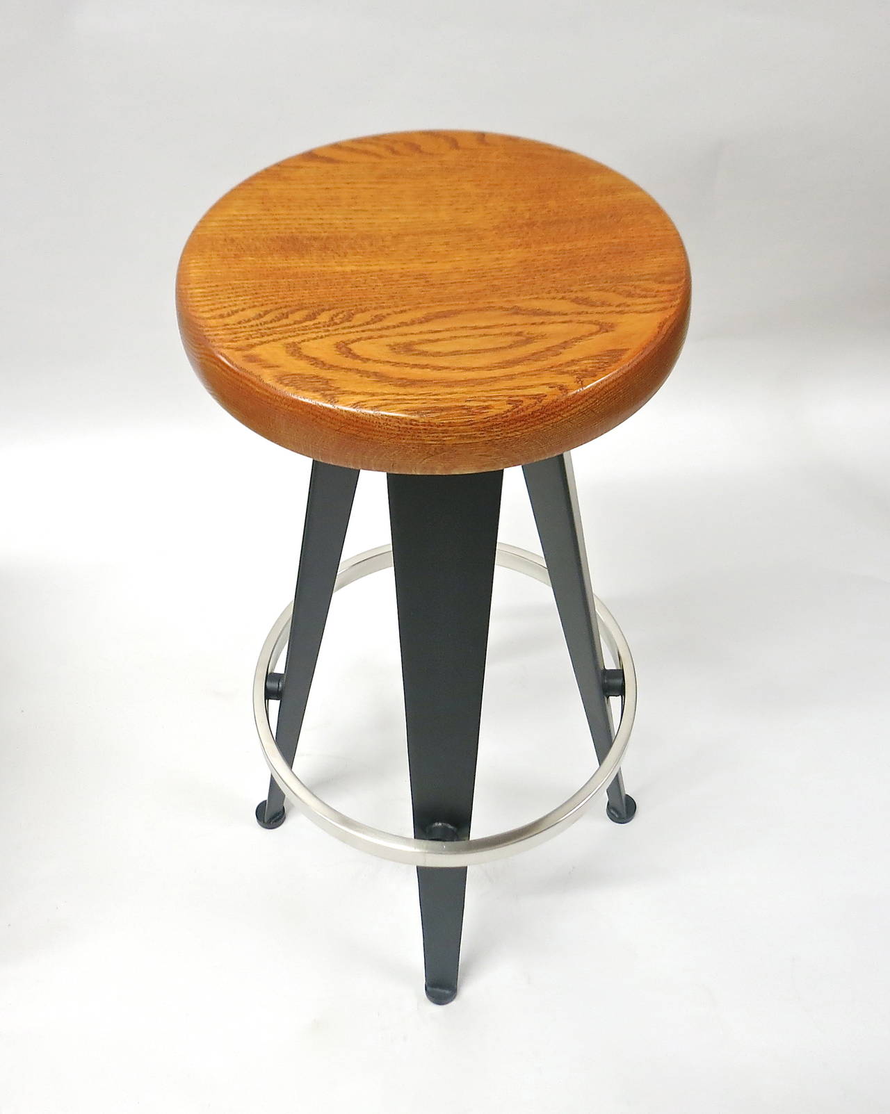 Six Bar Stools, After Jean Prouvé, Circa 1980 In Excellent Condition In Jersey City, NJ