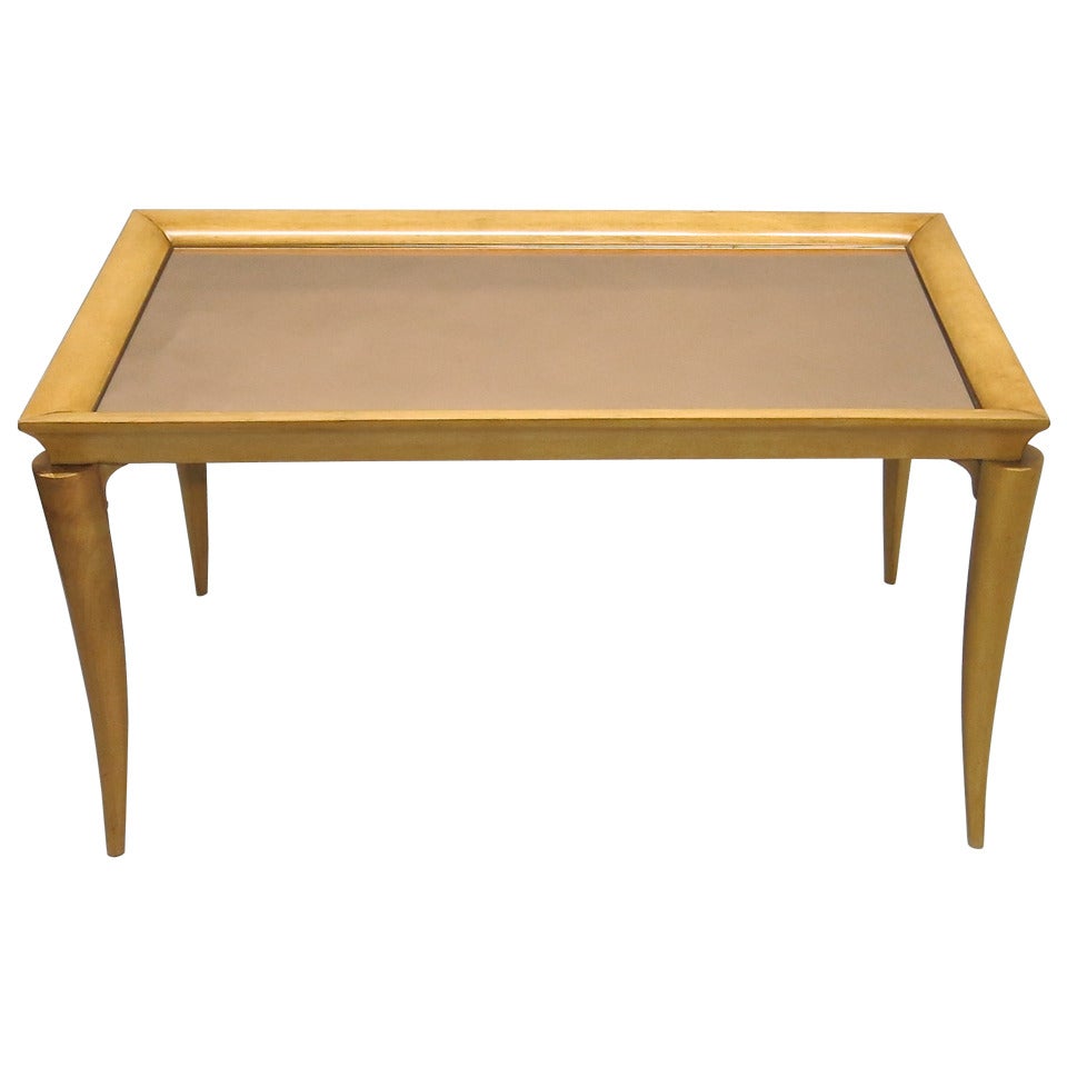 French Deco Coffee Table in Sycamore Attributed to Jules Leleu