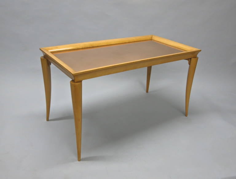 French Deco Coffee Table in Sycamore Attributed to Jules Leleu 2