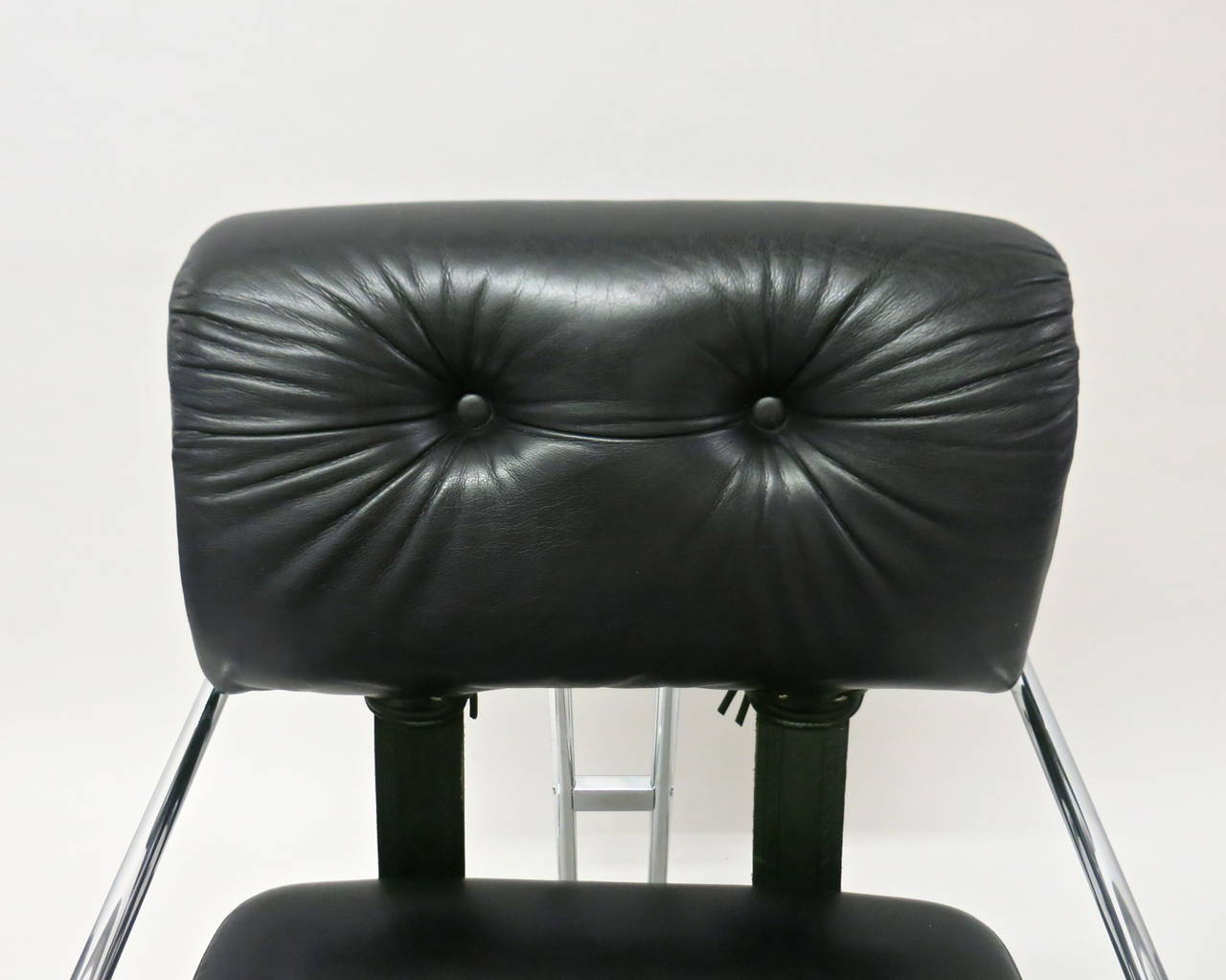Mid-Century Modern Six Tucroma Chairs by Mariani for Pace, Original Leather, circa 1980, Italy