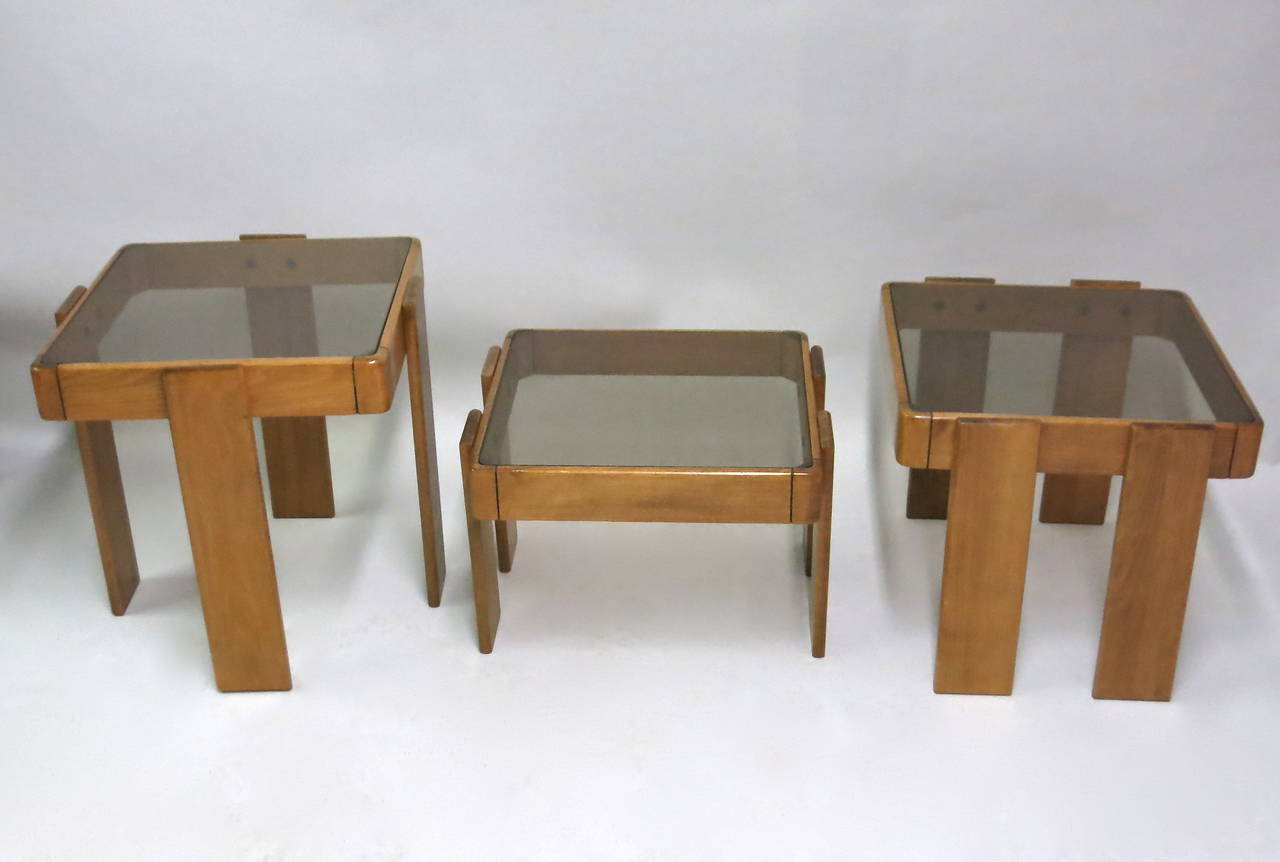 Set of Stacking Tables by Gianfranco Frattini for Cassina, Italy 1960s In Good Condition In Jersey City, NJ