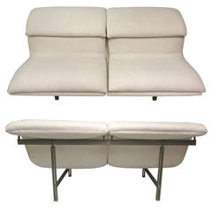 Pair of Two-Seater Sofas by Saporiti Fabricated by Saporiti Italia, Circa 1970 3