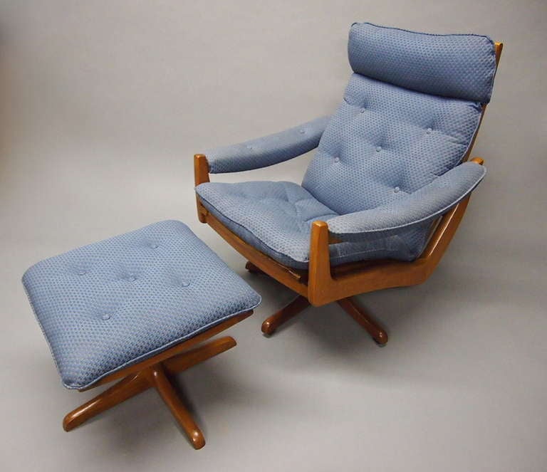 Swivel chair and ottoman by vatne mobler norway 1960's at 1stdibs